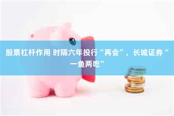 股票杠杆作用 时隔六年投行“再会”，长城证券“一鱼两吃”