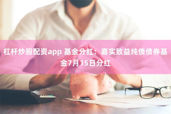 杠杆炒股配资app 基金分红：嘉实致益纯债债券基金7月15日