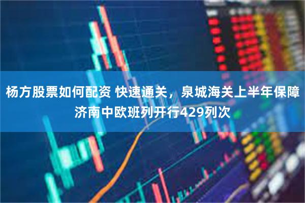 杨方股票如何配资 快速通关，泉城海关上半年保障济南中欧班列开